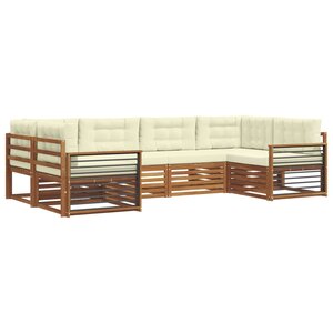 vidaXL Ensemble de canapés d'extérieur 6 Pièces Naturel et Crème