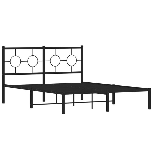 vidaXL Cadre de lit métal avec tête de lit noir 140x190 cm
