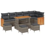 vidaXL Ensemble de canapé de jardin avec coussin 10 Pièces Gris