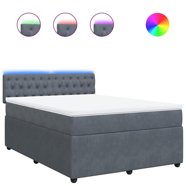 vidaXL Sommier à lattes de lit et matelas Gris foncé 140x200cm Velours