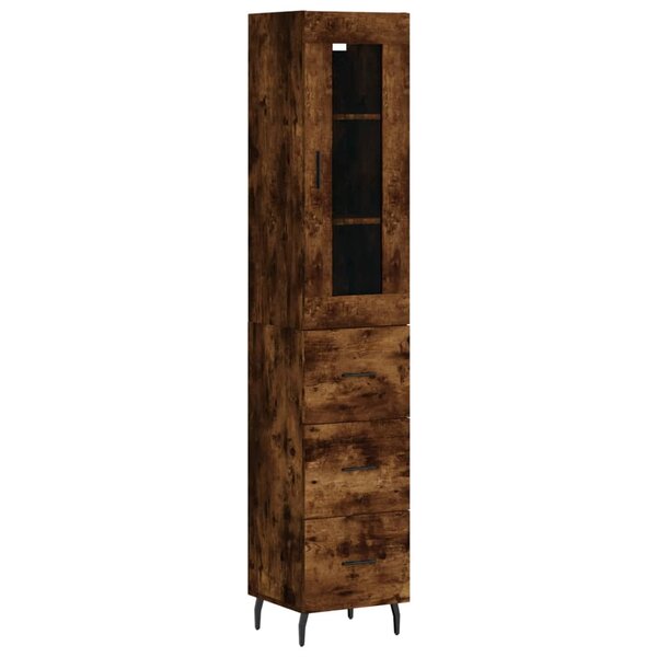vidaXL Buffet haut Chêne fumé 34 5x34x180 cm Bois d'ingénierie