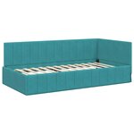 vidaXL Cadre de lit d'angle avec matelas Turquoise 90 x 200 cm Velours
