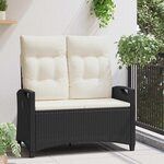 vidaXL Banc de jardin avec oreiller Noir et Crème 105 x 60 x 112 cm