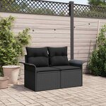 vidaXL Canapé de jardin avec coussin Noir 141 x 62 x 69 cm polyrotin