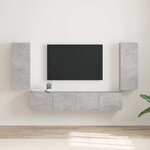 vidaXL Meuble TV mural 2 Pièces Béton 30 x 31 x 80 cm Bois d'ingénierie