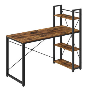 Bureau informatique table d'ordinateur longueur 120 cm avec étagères à gauche ou à droite stable montage facile pour bureau à domicile style industriel marron 12_0004657