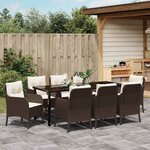 vidaXL Ensemble de salle à manger pour jardin 9 Pièces Marron Poly rotin