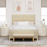 vidaXL Lit à ressorts avec coussin Crème 200 x 140 cm tissu