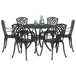 vidaXL Ensemble de salle à manger pour jardin 7 Pièces Noir Aluminium