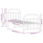 vidaXL Cadre de lit métal sans matelas avec pied de lit blanc 75x190cm