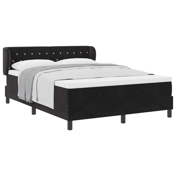 vidaXL Lit à ressorts avec matelas Noir 140 x 200 cm Velours