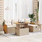 vidaXL Salon de jardin avec coussins 6 Pièces beige résine tressée