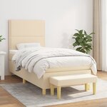 vidaXL Sommier à lattes de lit avec matelas Crème 100x200 cm Tissu