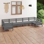 vidaXL Salon de jardin 7 Pièces Gris Bois de pin massif