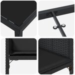 vidaXL Ensemble de jardin 5 pièces avec des coussins en rotin noir