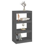 vidaXL Bibliothèque/Séparateur de pièce Gris 60x30x103 5 cm Pin massif