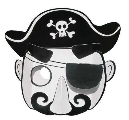 Masque enfant 3D carte forte capitaine pirate à colorier et à monter