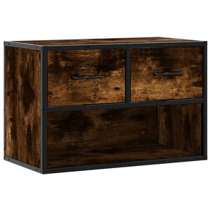 vidaXL Meuble TV chêne fumé 60x31x39 5 cm bois d'ingénierie et métal