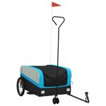 vidaXL Remorque de vélo noir et bleu 45 kg fer