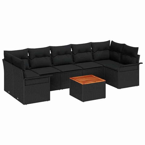 vidaXL Ensemble de canapé de jardin avec stockage 8 Pièces Noir polyrotin