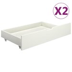 vidaXL Cadre de lit avec 2 tiroirs Blanc Bois de pin massif 100x200 cm