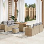 vidaXL Ensemble de canapé de jardin 9 Pièces Beige Poly rotin