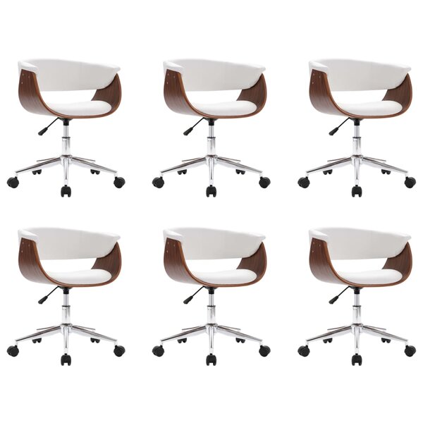 vidaXL Chaises pivotantes à manger lot de 6 blanc similicuir