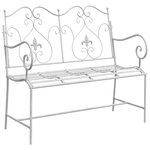 vidaXL Banc de jardin en acier blanc avec un design à lattes  104 cm