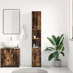 vidaXL Armoire de bain Chêne fumé 30x30x183 5 cm Bois d'ingénierie
