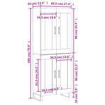 vidaXL Buffet haut Gris béton 69 5x34x180 cm Bois d'ingénierie