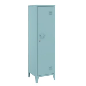 Armoire étagère meuble de rangement 137 x 38 x 38 cm à casier métallique vérouillable bleu 03_0008945