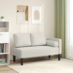 vidaXL Chaise longue avec coussins crème velours