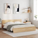 vidaXL Cadre de lit avec tête de lit chêne sonoma 180x200 cm