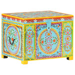 vidaXL Boîte rangement peinte à main 50x40x40 cm bois manguier massif
