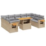 vidaXL Salon de jardin 11 Pièces avec coussins beige résine tressée