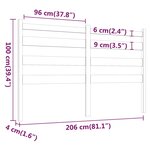 vidaXL Tête de lit Gris 206x4x100 cm Bois massif de pin