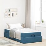 vidaXL Cadre de lit avec matelas Bleu 90 x 190 cm Velours