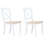 vidaXL Chaises à manger lot de 2 blanc et bois clair bois hévéa massif