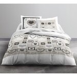 TODAY Parure de lit Coton 2 personnes - 240x260 cm - Imprimé Blanc Eden