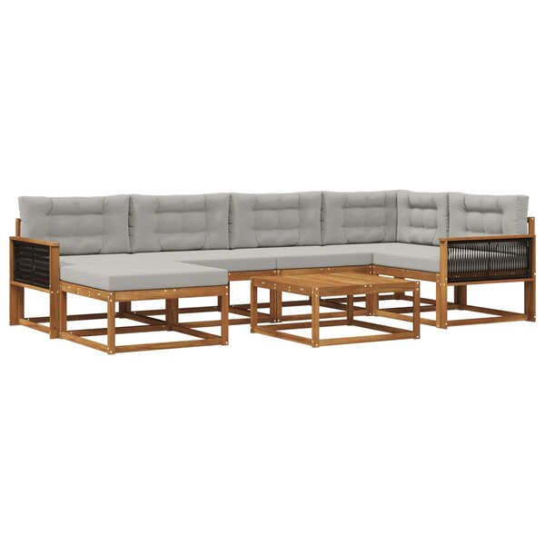 vidaXL Ensemble de canapés d'extérieur 7 Pièces Naturel et gris clair