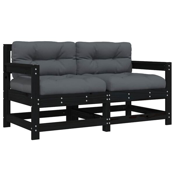 vidaXL Chaises de jardin et coussins lot de 2 noir bois de pin massif