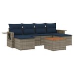vidaXL Salon de jardin 7 Pièces avec coussins gris résine tressée