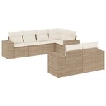 vidaXL Salon de jardin avec coussins 7 Pièces beige résine tressée