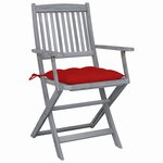 vidaXL Chaises pliantes (lot de 2) avec coussins  en bois d'acacia massif