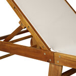 Bain de soleil transat - design colonial - dossier inclinable 4 positions roulettes - dim. 198L x 60l x 45/69/80/88H cm - tissu textilène blanc - bois acacia
