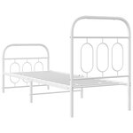 vidaXL Cadre de lit métal sans matelas avec pied de lit blanc 75x190cm