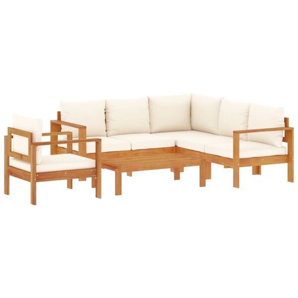 vidaXL Salon de jardin avec coussins 5 Pièces Bois d'acacia solide