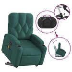 vidaXL Fauteuil inclinable de massage Vert foncé Tissu