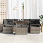 vidaXL Ensemble de canapé de jardin 7 Pièces Gris Poly rotin
