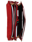 Serviette cartable homme Premium en cuir - KATANA - 2 soufflets - 38 cm - 31022-Rouge